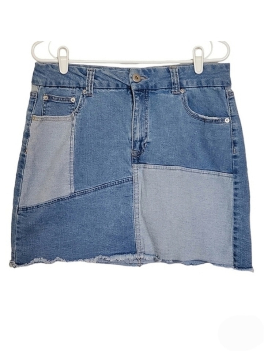 2517 * No Boundaries Patchwork Denim Mini Skirt Size 15 Y2K Style